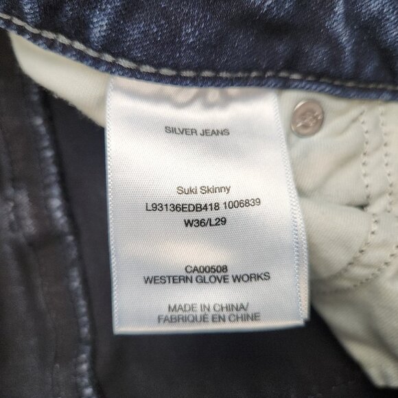 Silver Jeans Womens 36x29 Suki Skinny Leg Ankle Stretch Curvy Dark Wash Denim - Picture 11 of 14